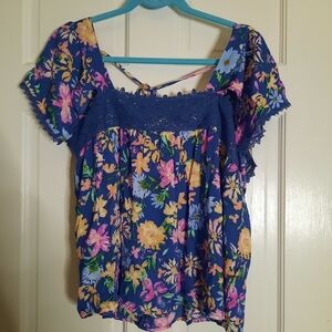 Floral Blue Women's Top